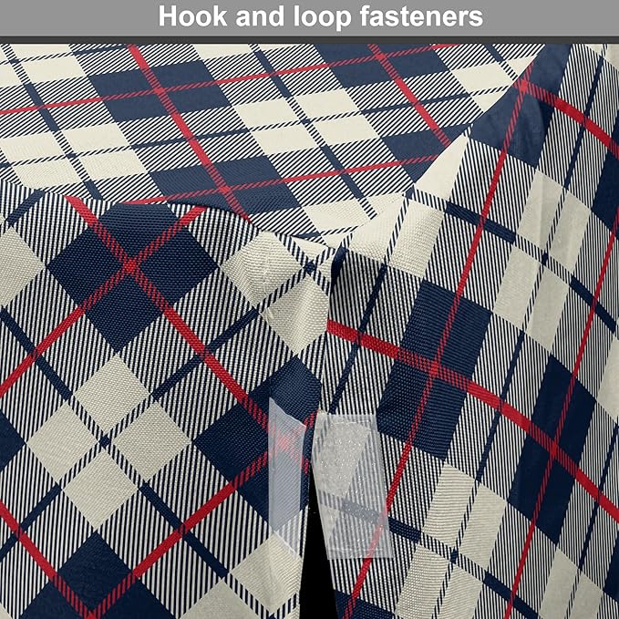 Lunarable Plaid Dog Crate Cover, Celtic Fashion Diagonal Retro Style Classical Irish Culture Inspiration, Easy to Use Pet Kennel Cover for Small Dogs Puppies Kittens, 22 Inch, Night Blue Red Beige