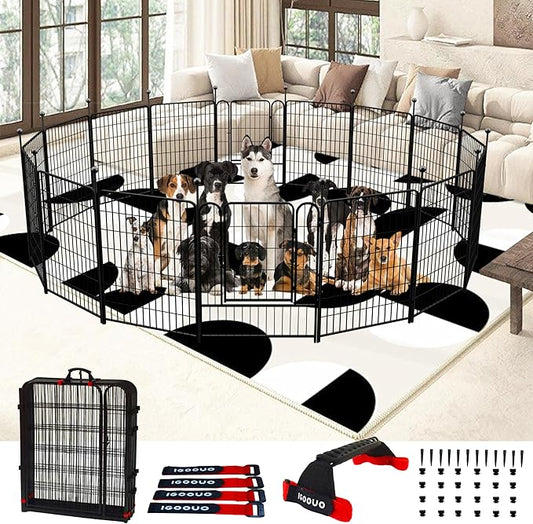 Dog Playpen Outdoor for Medium/Large Dogs 36'' High, Heavy Duty Dog Playpen with Rustproof and Sturdy Stakes, 3ft Dog Fence for RV Camping(12 Panels)