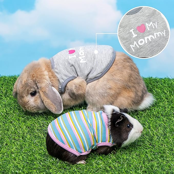 Guinea Pig Clothes - 2 Pack Cute Small Animal Vest Clothes for Rat Rabbit Chinchilla Ferret Kitten Chihuahua - Soft Breathable T-Shirt Pet Costume