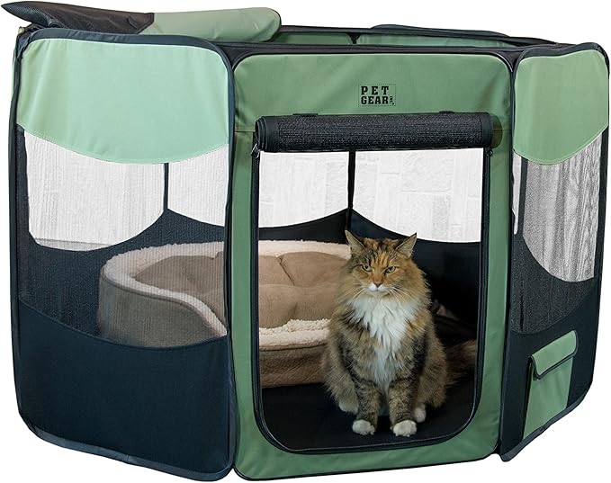 Pet Gear Travel Lite Portable Play Pen/Soft Crate with Removable Shade Top for Dogs/Cats/Rabbits, Easy-Fold + Built-in Stay Fold Band, Durable 600D Fabric, Indoor/Outdoor
