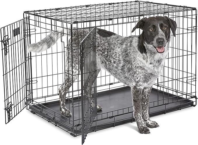 MidWest Homes for Pets Newly Enhanced Single & Double Door iCrate Dog Crate, Includes Leak-Proof Pan, Floor Protecting Feet, Divider Panel & New Patented Features