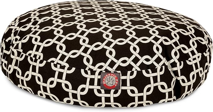 Black Links Small Round Indoor Outdoor Pet Dog Bed With Removable Washable Cover By Majestic Pet Products
