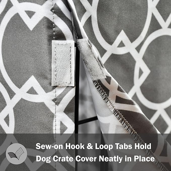 Dog Crate Cover 48 Inch | Pet Kennel Cover Fits Most Standard 1 to 3-Door Wire Dog Crates | Liquid Repel, Wrinkle Less, Machine Wash & Dry | Stylish Fabric Pattern for Home Decor