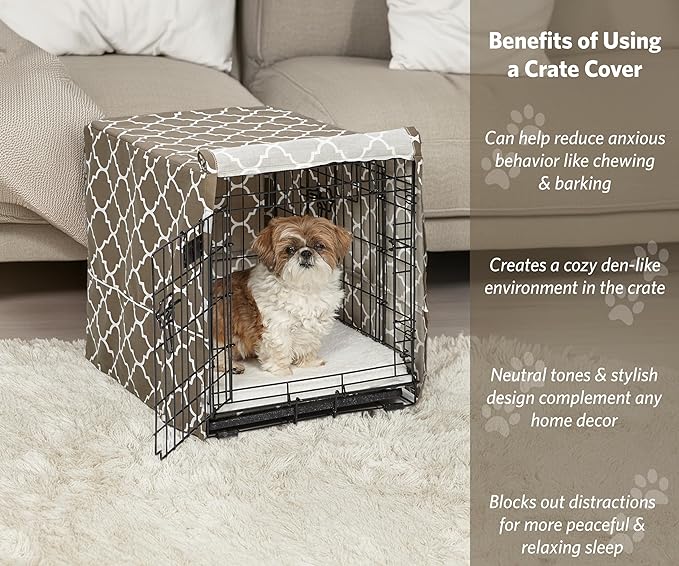 MidWest Homes for Pets Dog Crate Cover, Privacy Dog Crate Cover Fits Midwest Dog Crates, Crate Cover Only; Machine Wash & Dry; Brown Geo Print; 24 inch