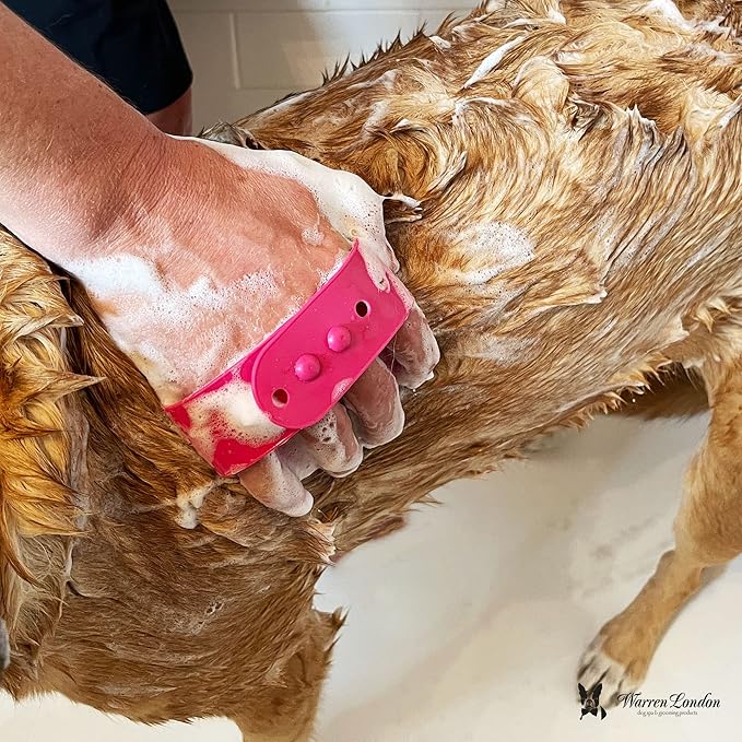 Warren London Grooming Bath Brush for Dogs and Cats - Red