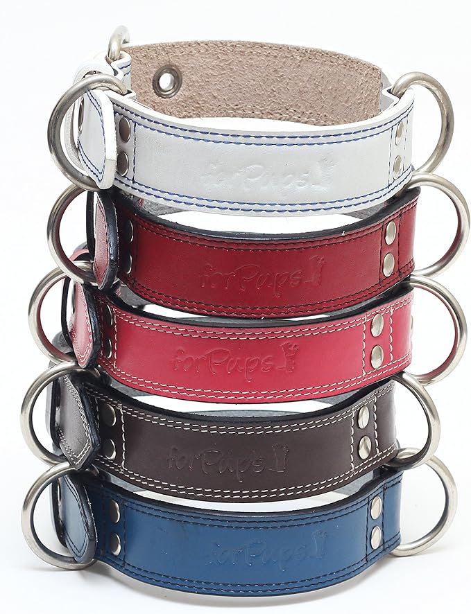 Premium Leather Collars with Stainless Steel Buckles (18"-21", Chocolate)