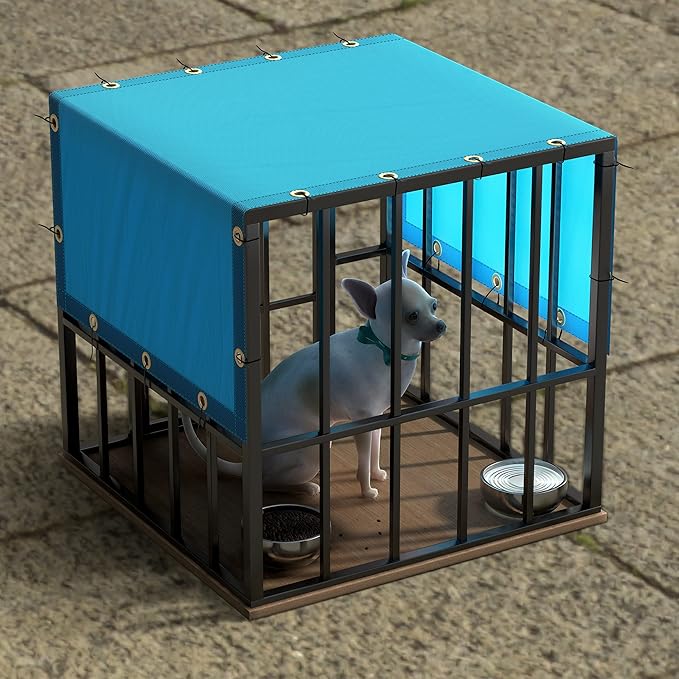 ColourTree 5' x 24' Blue Custom Size Waterproof Shade Cloth with Grommets - 90% Sunblock, Durable Mesh Fabric Tarp for Dog Kennel Cover, Fence Privacy Screen, Greenhouse, Coop & Pet Playpen