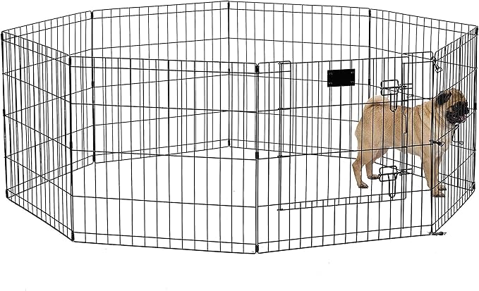 MidWest Homes for Pets Dog Exercise Pen & Playpen, 24" W x 24" H, No Door, Black