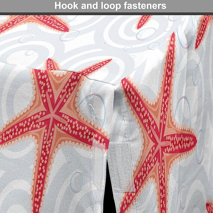 Lunarable Starfish Dog Crate Cover, Tropical Ocean with Sea Bubbles on Wavy Spiral Backdrop, Easy to Use Pet Kennel Cover for Small Dogs Puppies Kittens, 22 Inch, Dark Coral Salmon