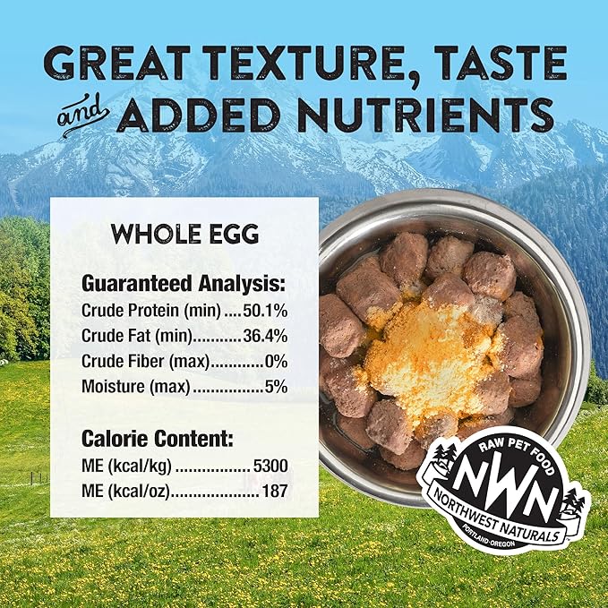Northwest Naturals Freeze-Dried Whole Chicken Egg Functional Topper - for Dogs & Cats - Healthy, 1 Ingredient, Human Grade Pet Food, All Natural - 4 Oz (Pack of 2)