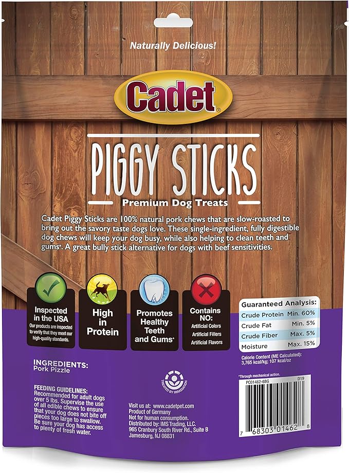 Cadet Butcher Treats Piggy Sticks for Dogs 6 oz