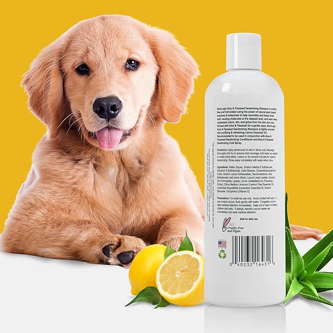 Deodorizing Lemon Dog Shampoo - Sulfate Free, No Phthalates, No Parabens, No PEG's, Made with Naturally Derived Ingredients