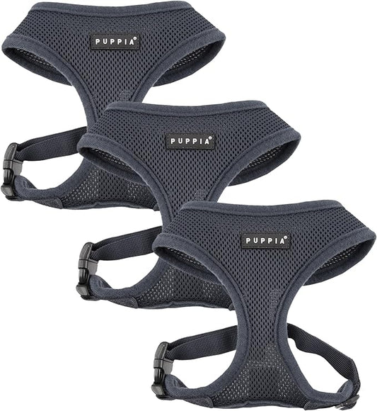 Authentic Puppia Soft Harness, Grey, Small (Pack of 3)