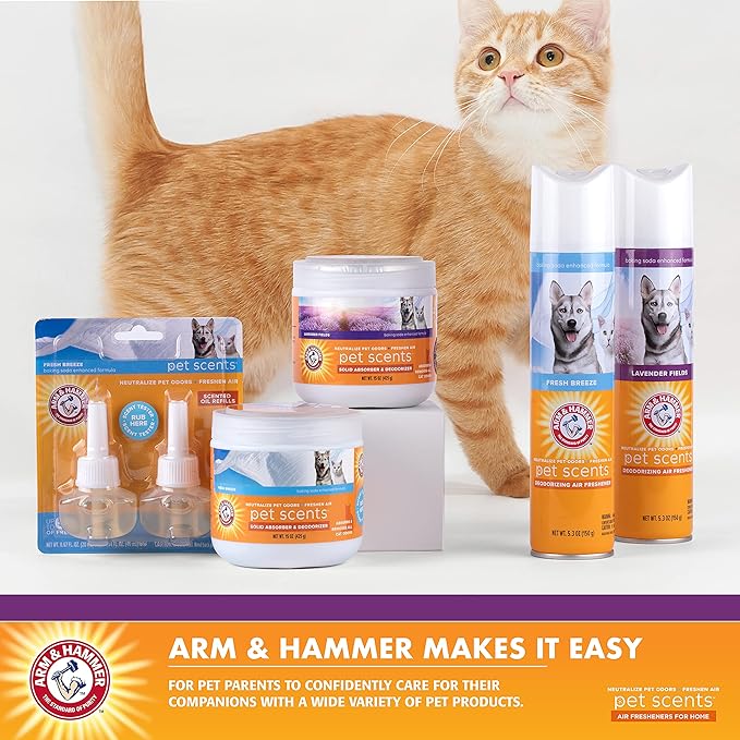 Arm & Hammer For Pets Scents Plug-in Scented Oil Refills in Lavender Fields, Arm and Hammer Room Deodorizer for Homes with Pets, 0.67 Fl Oz x 60 (Pack of 30, 60 Count Total)