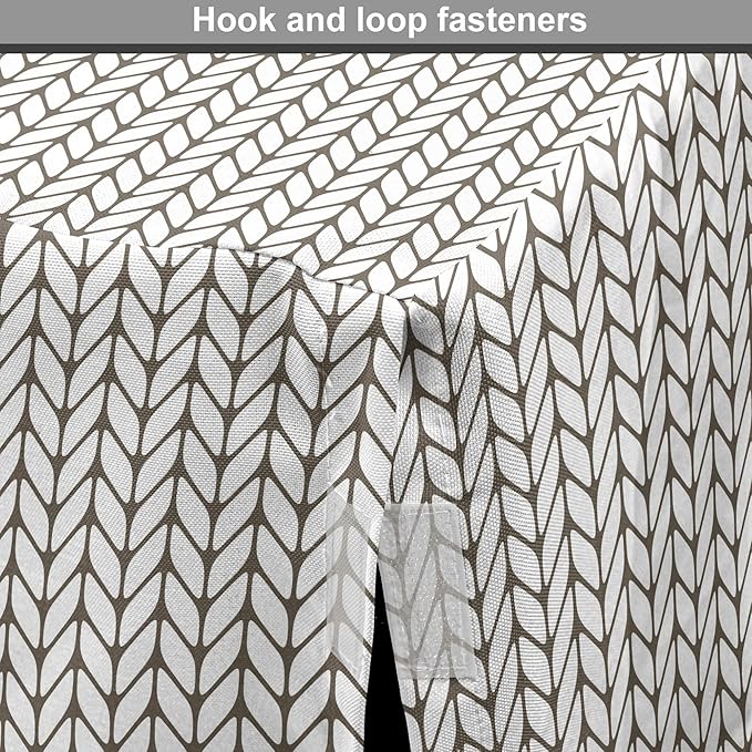 Lunarable Taupe and White Dog Crate Cover, Traditional Nordic Design with Geometric Motifs in Vertical Order, Easy to Use Pet Kennel Cover for Medium Large Dogs, 42 Inch, White Taupe