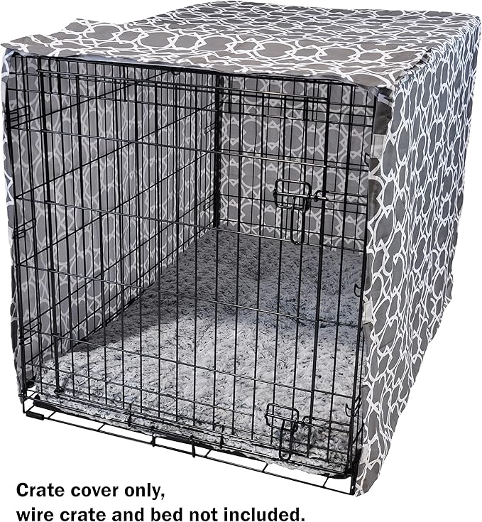 Dog Crate Cover 42 Inch | Pet Kennel Cover Fits Most Standard 1 to 3-Door Wire Dog Crates | Liquid Repel, Wrinkle Less, Machine Wash & Dry | Stylish Fabric Pattern for Home Decor