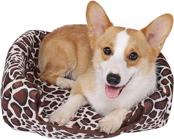 Spring Fever Hamster Guinea Pig Rabbit Dog Cat Chinchilla Hedgehog Bird Small Animal Pet Bed House Hideout Cage Accessorie E Leopard XS (10.2 * 10.2 inch)