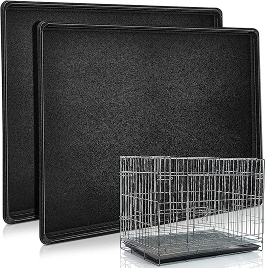 Cunno 2 Pcs Replacement Dog Crate Pan Tray Kennel Bottom Tray Replacement Plastic Bottom Pan for Dog Crate, Black(36")