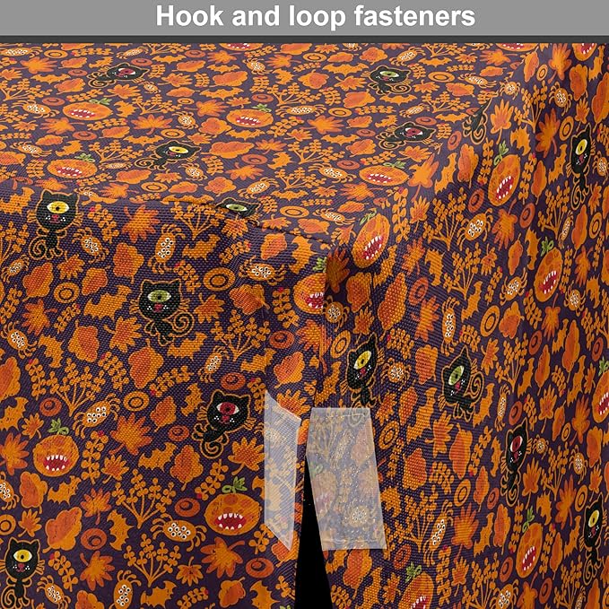 Lunarable Vintage Halloween Dog Crate Cover, Halloween Themed Elements on a Purple Background Scary Mosters, Easy to Use Pet Kennel Cover for Small Dogs Puppies Kittens, 22 Inch, Dark Purple Orange