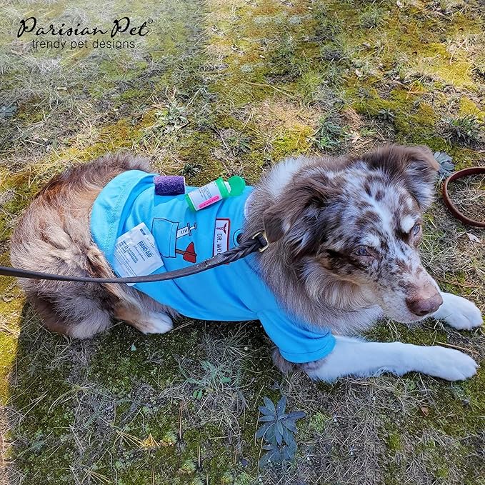 Parisian Pet Doctor Woof Dog Shirt - Embroidered Pirate Costume - 100% Cotton & Polyester - Blue Funny Dog Shirts - Pet Costume - 2XL