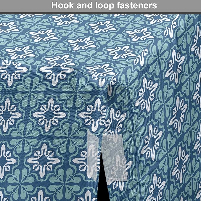 Lunarable Talavera Dog Crate Cover, Folkloric Tile Inspired Pattern of Moroccan Culture Print, Easy to Use Pet Kennel Cover for Cats & Medium Dogs, 30 Inch, Sea Blue Pale Teal