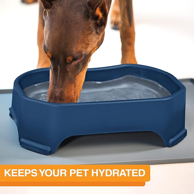 Neater Pet Brands Extra Large Water Bowl for Dogs, Outdoor Dog Water Bowl (2.25 Gallon Extra-Large Capacity), Big Trough Style Food Dish for Indoors or Outside, No Spill Large Dog Bowls, Dark Blue
