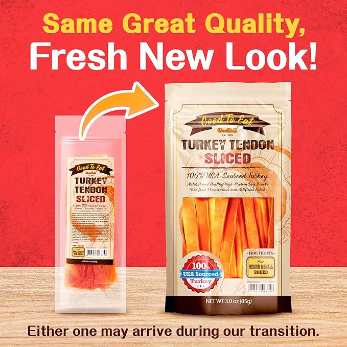 Gootoe Turkey Tendon Dog Treats – 100% USA-Sourced, Natural Snack, Premium Training Chews, Hypoallergenic, Reseal Value Bags, Size for Medium Dogs, 7 Inch Slice 3oz/Pack