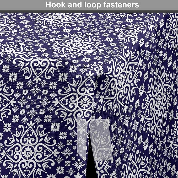 Lunarable Royal Blue Dog Crate Cover, Antique Moroccan Style Exotic Orient Inspired Ceramic Pattern Print Art, Easy to Use Pet Kennel Cover for Medium Large Dogs, 30 Inch, Indigo and White