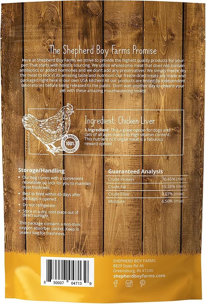 Freeze Dried Dog and Cat Treats, Chicken Liver, All Natural Single Ingredient Freeze-Dried Dog Treat & Dog Snacks, Made in USA, High Protein, Essential Nutrition Raw Dog Food, 3oz