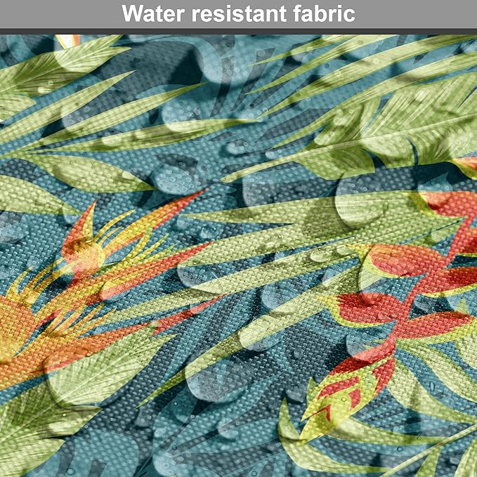 Lunarable Tropical Dog Crate Cover, Exotic Bird of Paradise Blossoms Banana and Areca Fan Palm Leaves, Easy to Use Pet Kennel Cover for Medium Large Dogs, 48 Inch, Yellow Green and Dark Teal