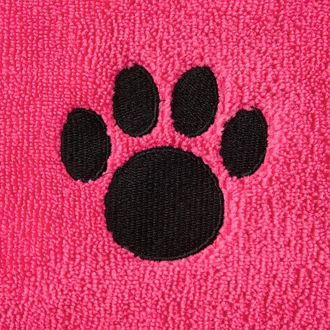 Bone Dry Pet Grooming Microfiber Towel, Embroidered Collection, X-Large,41x23.5, Raspberry Sorbet