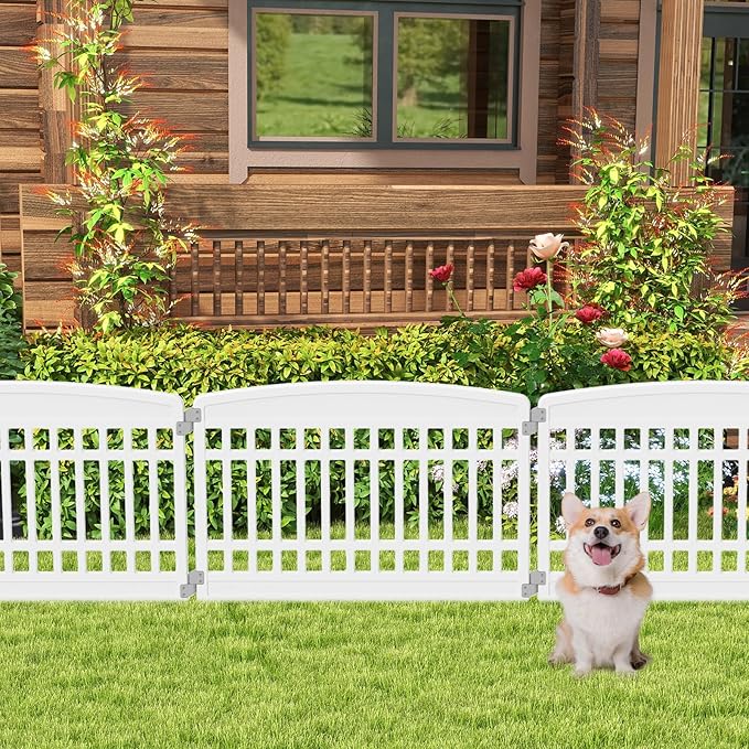 Pet Playpen with Door Dog Playpen Foldable Puppy Playpen for Puppies and Small Dogs 4-Panels Easy Assemble Easy Storing for Indoor and Outdoor, Garden Fence, Garden Border Fence (4 Panels)