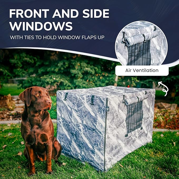 Dog Crate Cover 42 Inch Waterproof | Dog Kennel Cover with Front and Side Openings | Unique Marble Pattern | Dog Cage Covers for Dog Crates, Large Dog Crate Cover, Dog Crate Covers 42 Inch