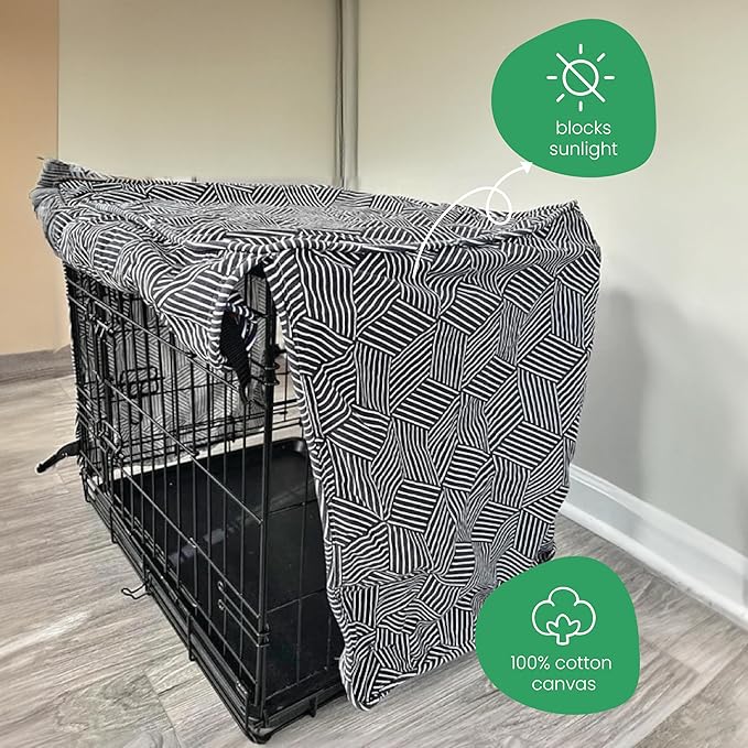 Molly Mutt Rough Gem Dog Crate Cover, 100% Cotton Canvas Cover with 2 Roll-Up Panels, Ideal for Dog or Cat Crate, Durable, Washable, and Free of Harmful Chemicals, 30" x 19" x 21"