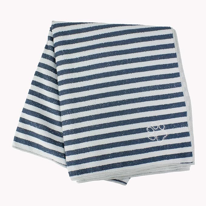 My Doggy Place - Super Absorbent Microfiber Towel - Dog Bathing Supplies - Microfiber Drying Towel - Washer Safe - Charcoal Striped - 45 x 28 in - 2 Pack