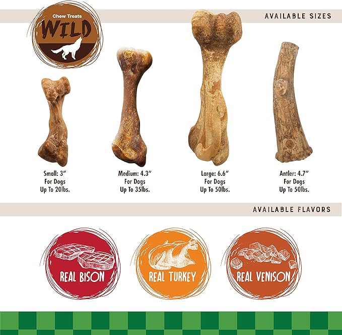 Nylabone Healthy Edibles WILD Natural Long-Lasting Turkey Flavor Bone Chew Treats for Dogs, Small/Regular (4 Count)