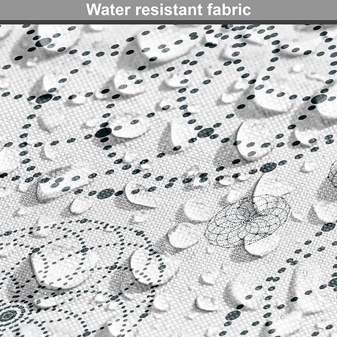 Ambesonne Sacred Geometry Dog Crate Cover, Circular Formations with Dots Flower Like Elements Design Print, Easy to Use Pet Kennel Cover for Cats & Medium Dogs, 24 Inch, Dark Petrol Blue White