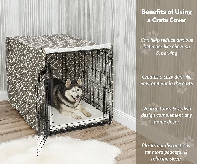 MidWest Homes for Pets Dog Crate Cover, Privacy Dog Crate Cover Fits Midwest Dog Crates, Crate Cover Only; Machine Wash & Dry; Brown Geo Print; 48 inch