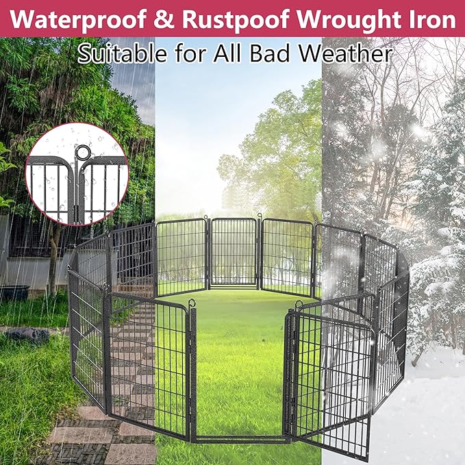 Dog Playpen with Extra Large Door Dog Fence Outdoor for Yard Indoor Dog Pen 40inch 14 Panels Dog Pens Outside Anti-Rust Pet Fence Portable Dog Fence for RV Camping Yard