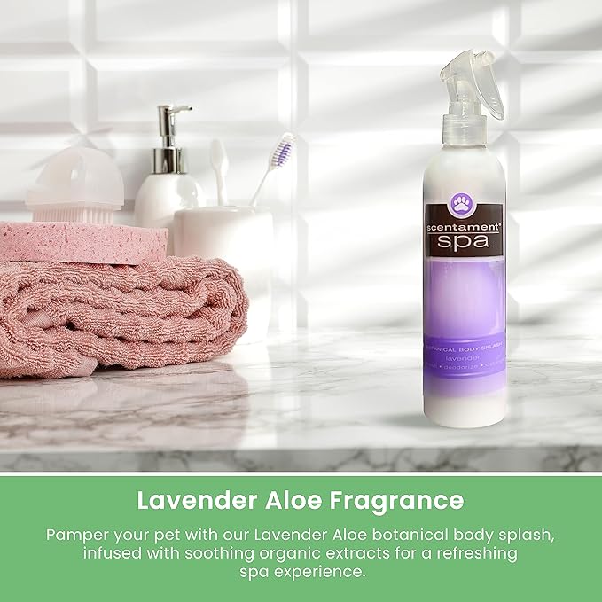 Best Shot Scentament Spa Botanical Body Splash, Body Spray for Pets, Cat and Dog Cologne Spray, Lavender Aloe, 8 Oz.