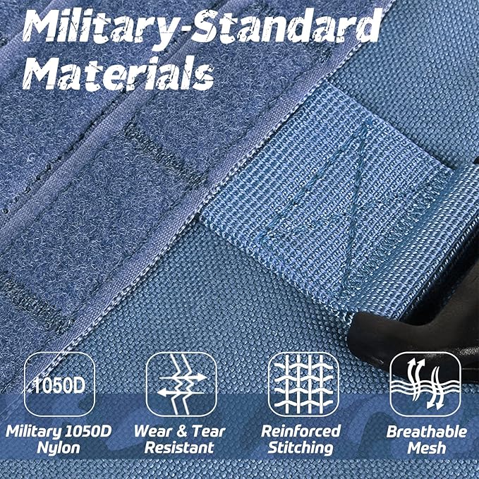 rabbitgoo Tactical Dog Harness for Large Dogs, Heavy Duty Dog Harness with Handle, No-Pull Service Dog Vest Large Breed, Adjustable Military Dog Vest Harness for Training Hunting Walking, Blue, S