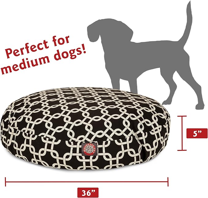 Black Links Medium Round Indoor Outdoor Pet Dog Bed With Removable Washable Cover By Majestic Pet Products