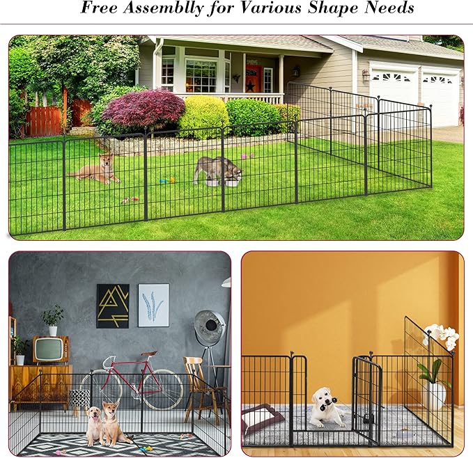 Dog Playpen 32 inch 36 Panels Indoor Outdoor Dog Pen for Medium/Small Dogs Heavy Duty Metal Dog Fence Outdoor for Yard, Puppy Playpen with Door Portable Pet Fence for RV Camping Yard