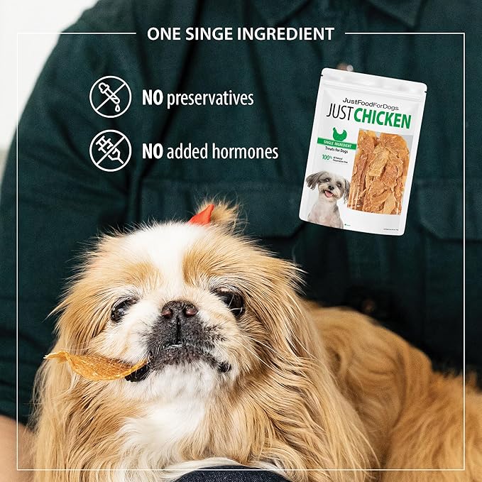JustFoodForDogs Healthy Dog Treats, Single-Ingredient, Chicken Breast, 5 oz