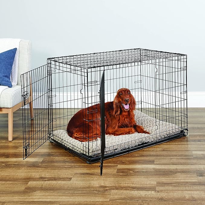 New World Newly Enhanced Double Door New World Dog Crate, Includes Leak-Proof Pan, Floor Protecting Feet, & New Patented Features, 42 Inch