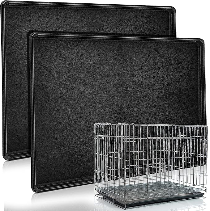 Cunno 2 Pcs Replacement Dog Crate Pan Tray Kennel Bottom Tray Replacement Plastic Bottom Pan for Dog Crate, Black(30")