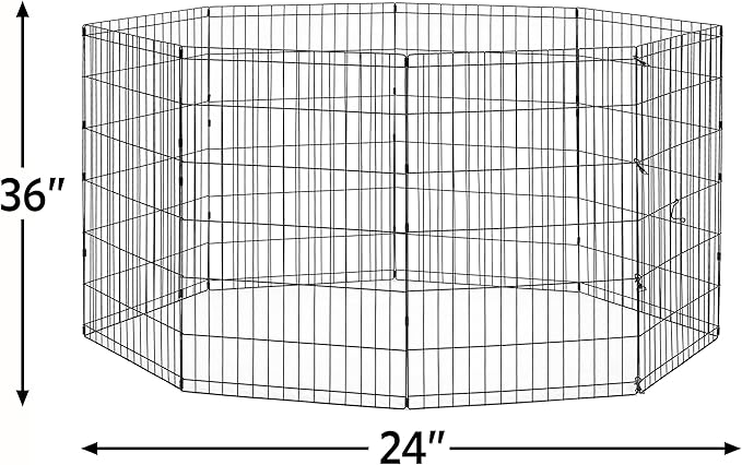 New World Dog Exercise Pen & Playpen, 24" W x 36" H, No Door, Black