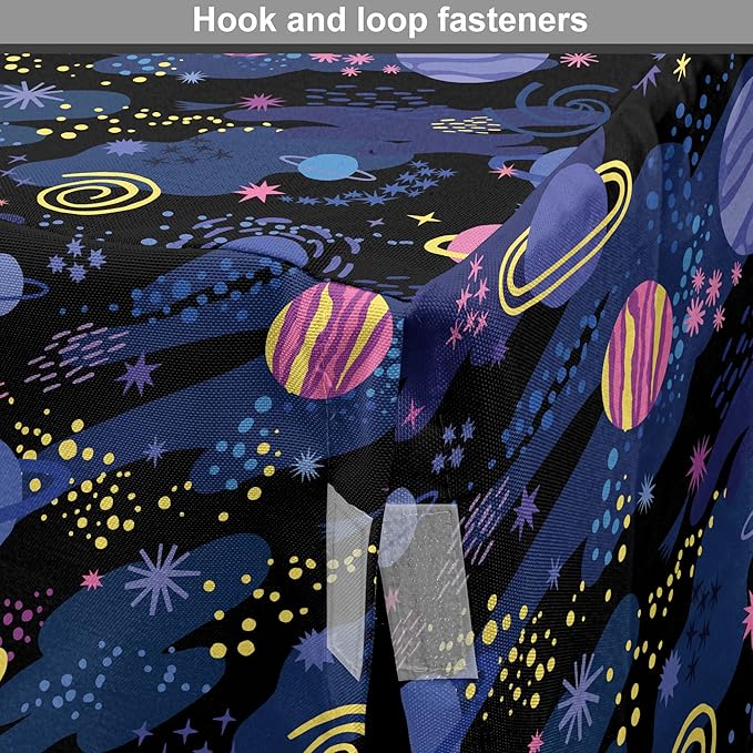 Ambesonne Galaxy Dog Crate Cover, Outer Space Planets Cosmic Journey Milky Way Zodiac Moon Doodle, Easy to Use Pet Kennel Cover for Cats & Medium Dogs, 24 Inch, Blue Pink