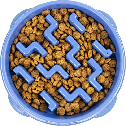 Outward Hound Fun Feeder Slo Bowl, Medium Slow Feeder Dog Bowl, 2 Cups, Blue