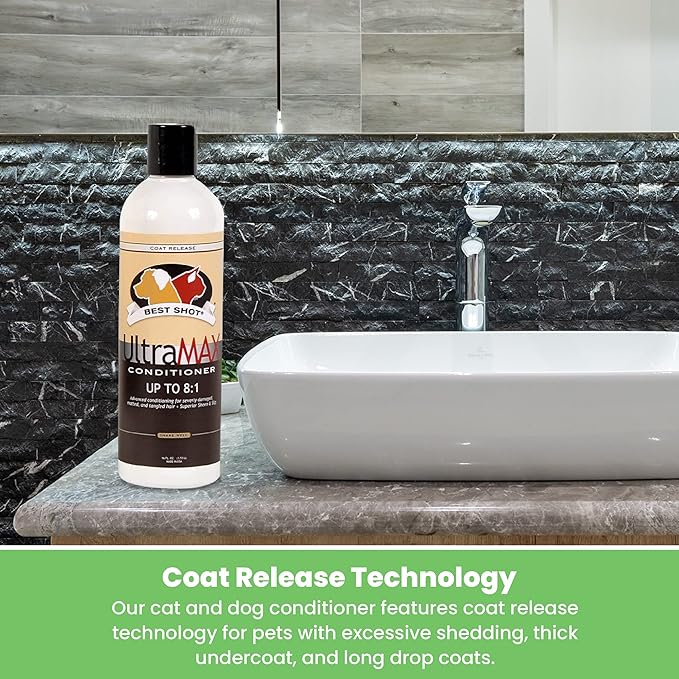 Best Shot UltraMAX Pro Conditioner, Detangling, and Hydrating Conditioner, Coat Release Technology, Sweet Pea Essence, 17 Oz.